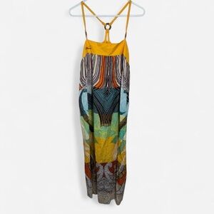 Vans Boho Print Maxi Dress XL Rayon Adjustable Straps Festival Summer Beachwear